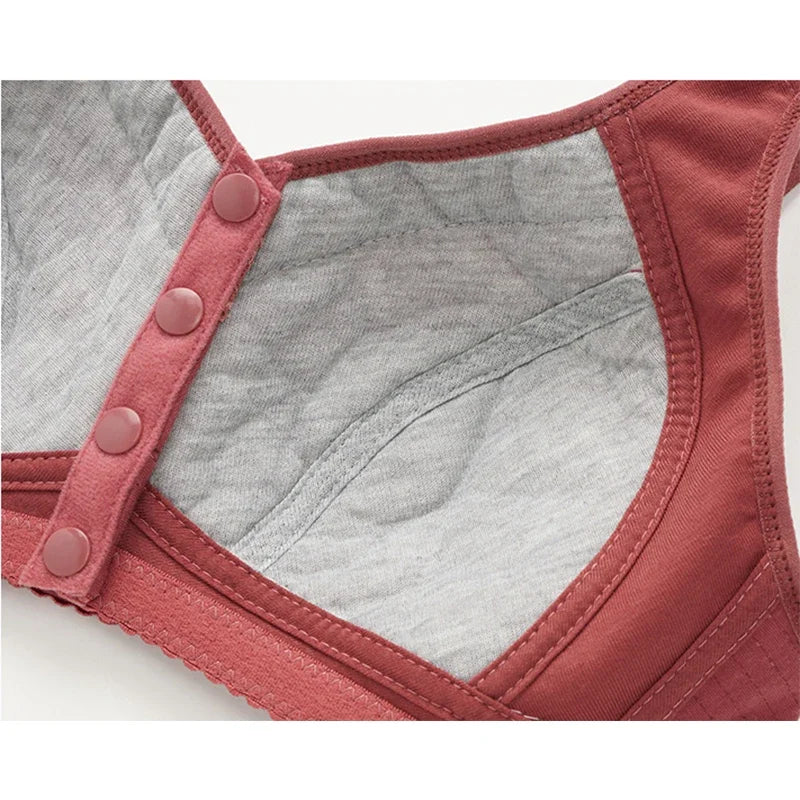 Bra Cotton Women Wire Free Bras Push Up Front Closure Underwear