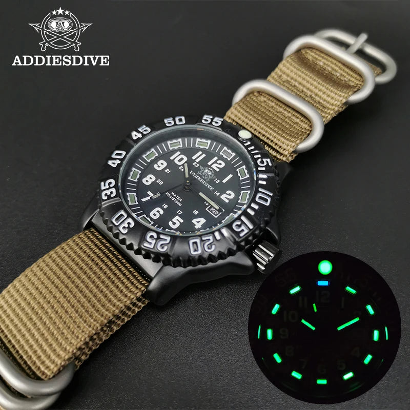 Men's Sports Watch Military Luxury Rotating Bezel Luminous Watch NATO Nylon Strap 50m Waterproof Quartz Dive Watch