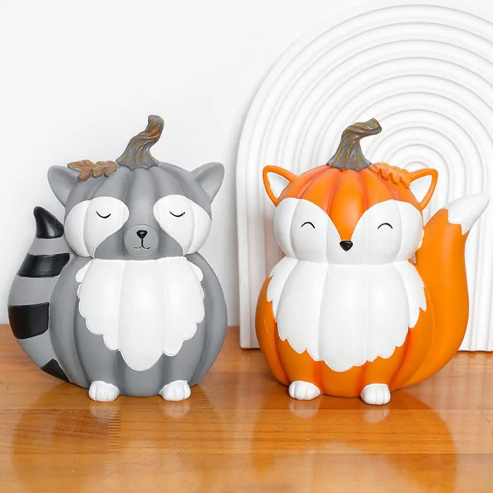 Cartoon Figurine Pumpkin Raccoon Decor Whimsical Halloween Pumpkin Figurines