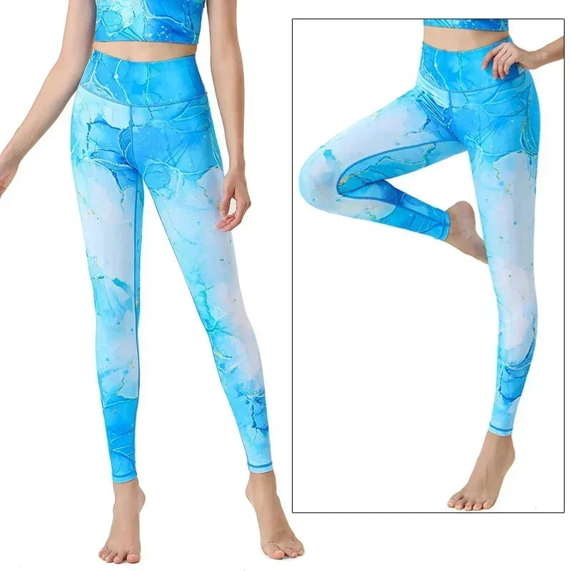 Cloud Hide Yoga Pants Women Flower High Waist Sports Leggings