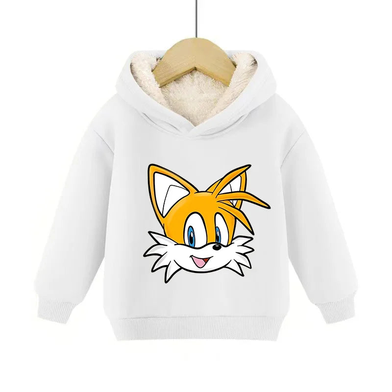 Sonics Hooded Pullover Pullover Sportswear Long-Sleeved Hoodies Winter Hoody Sweatshirts Solid Plus Fleece Elasticity Casual Kid