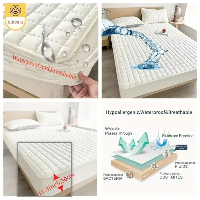 Waterproof Quilted Mattress Pad Protector Anti-mite Anti-bacterial Mattress Cover