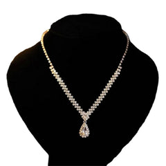 Luxury Water Drop Rhinestone Necklace Earrings For Women