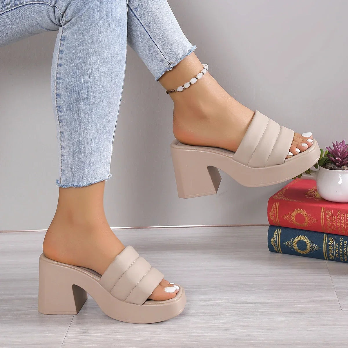 Elegant Women Platform Slippers Women Summer High Heels Ladies Shoes