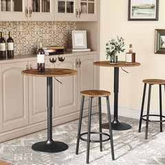 Comfort Corner Bar Table,Height-Adjustable Round Pub Table,Modern Style,Suitable for Small Space, Rustic Brown