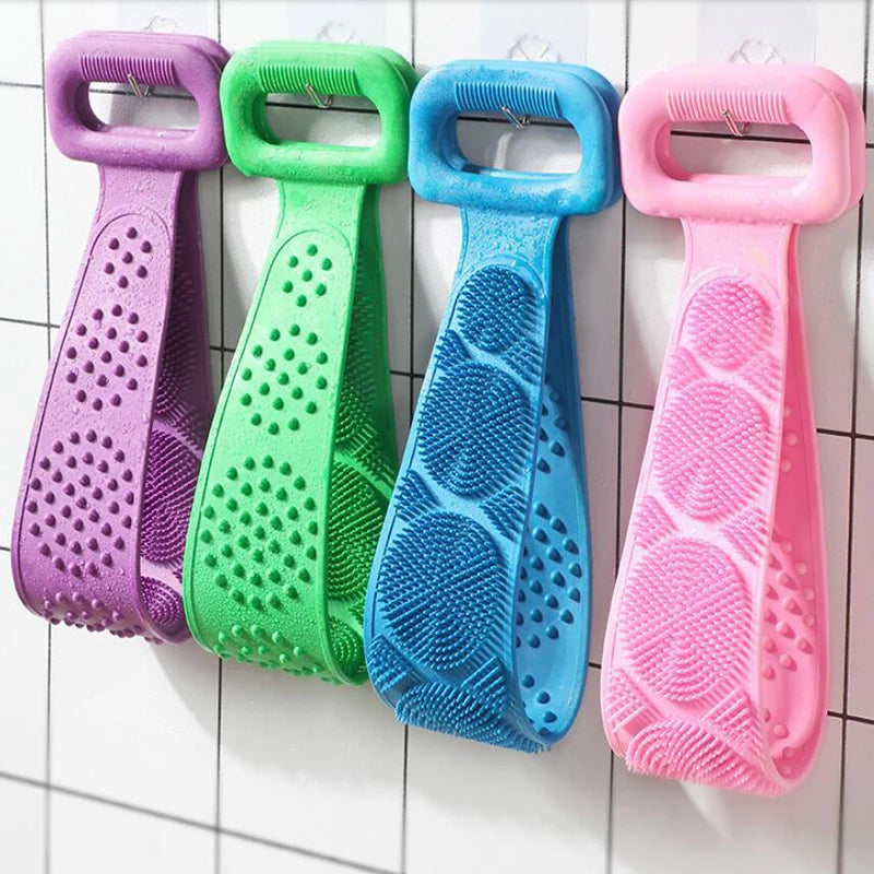 Body Scrubber Silicone Bath Brushes Shower Exfoliating Brush Belt Back Scrub Body Cleaner