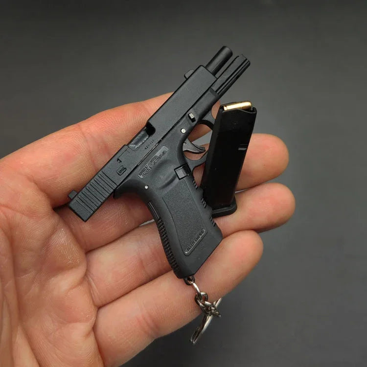 Alloy Empire Glock G17 G34 Pistol Model Shell Ejection Mini Toy Gun Keychain Weapon Metal Fake Gun Free Assembly With Holster