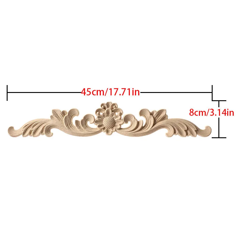 Wood Carving Natural Wood Appliques Door Furniture