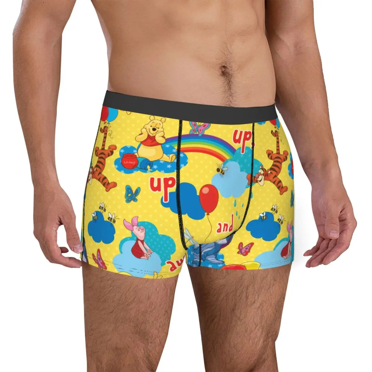 Funny Boxer Winnie The Pooh Up And Away Shorts Panties Briefs Men Underwear Breathable Underpants