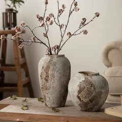 Mottled Retro New Chinese Style Decorative Ornaments Flower Arrangement Water Culture Ceramic Vase