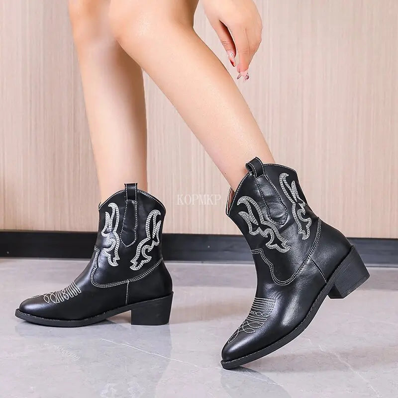 Square Heel Autumn Winter Long Boots Leather