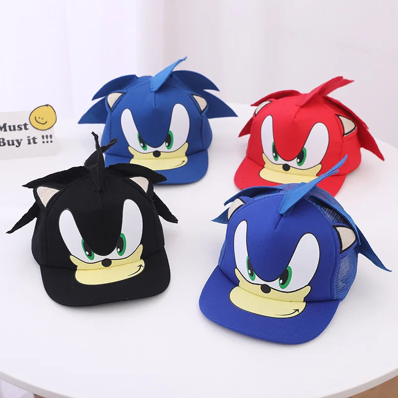 Children's Hat Sonic Baseball Cap Spring and Autumn New Cartoon Flat Brim Hat for Boys and Girls Super Sonic Mouse Hip-Hop Hat