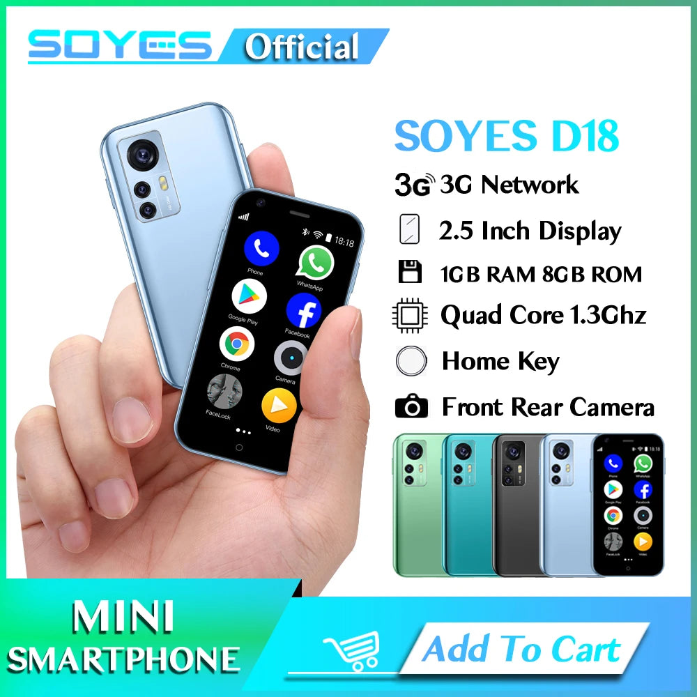 SOYES 2.5 Inches Display Mini Android Smartphone 2MP Rear Camera Dual SIM TF Card Slot 1000mAh 3G Network Compact Mobile Phone