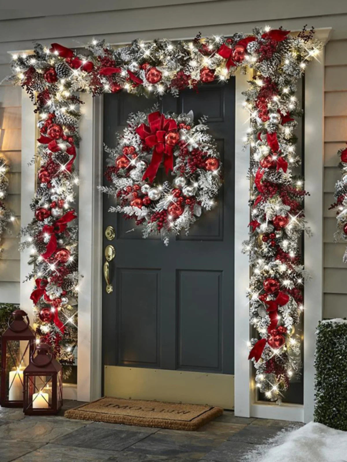 Christmas decoration 40CM flower wreath hanging upside down with water droplets on the door