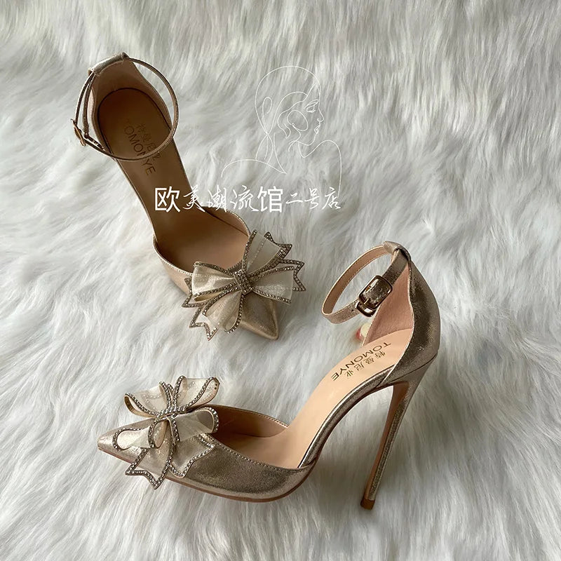 Women Lady Ankle Strap Evening Dress Shoes Spring Pump