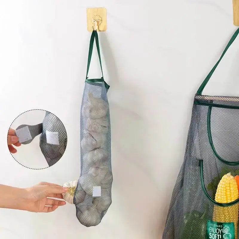 Kitchen Hanging Mesh Bags for Garlic Onion Ginger Vegetables Storage Bags