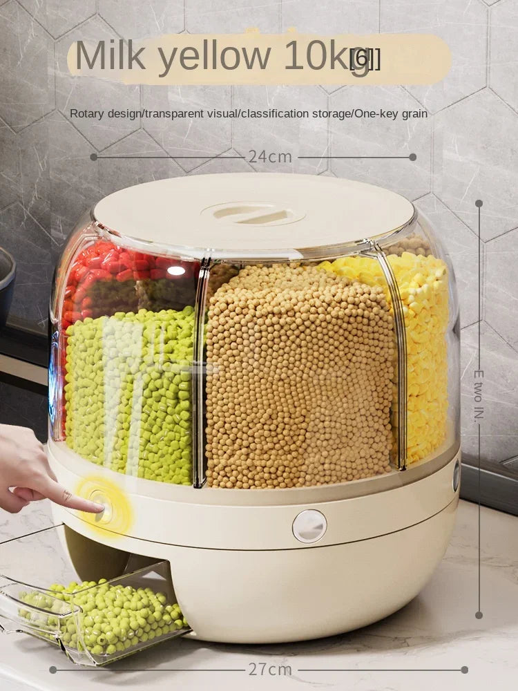 360 Degree Rotating Rice Dispenser Sealed Dry Cereal Grain Bucket Dispenser