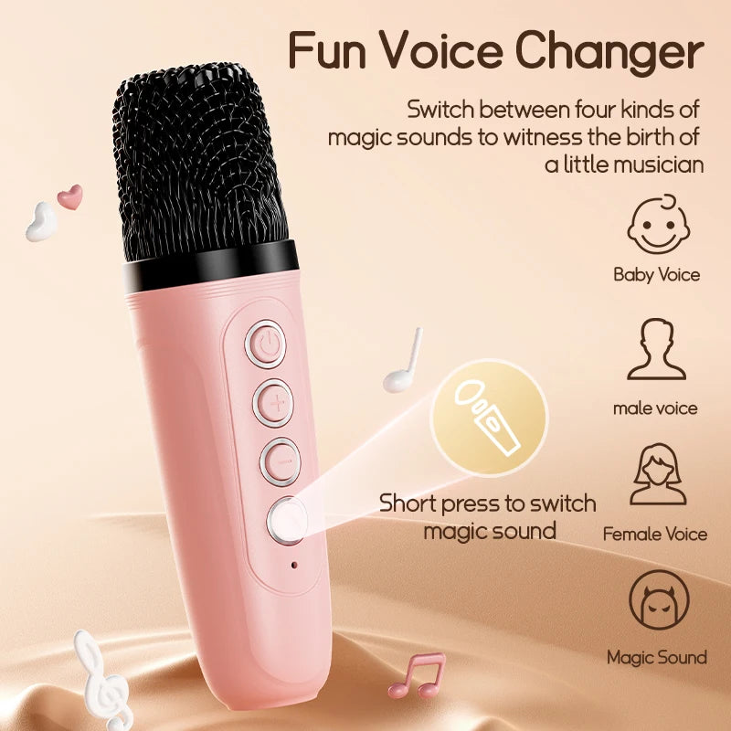 Mini Karaoke Machine for Kids Portable Bluetooth Speaker with Wireless Microphones