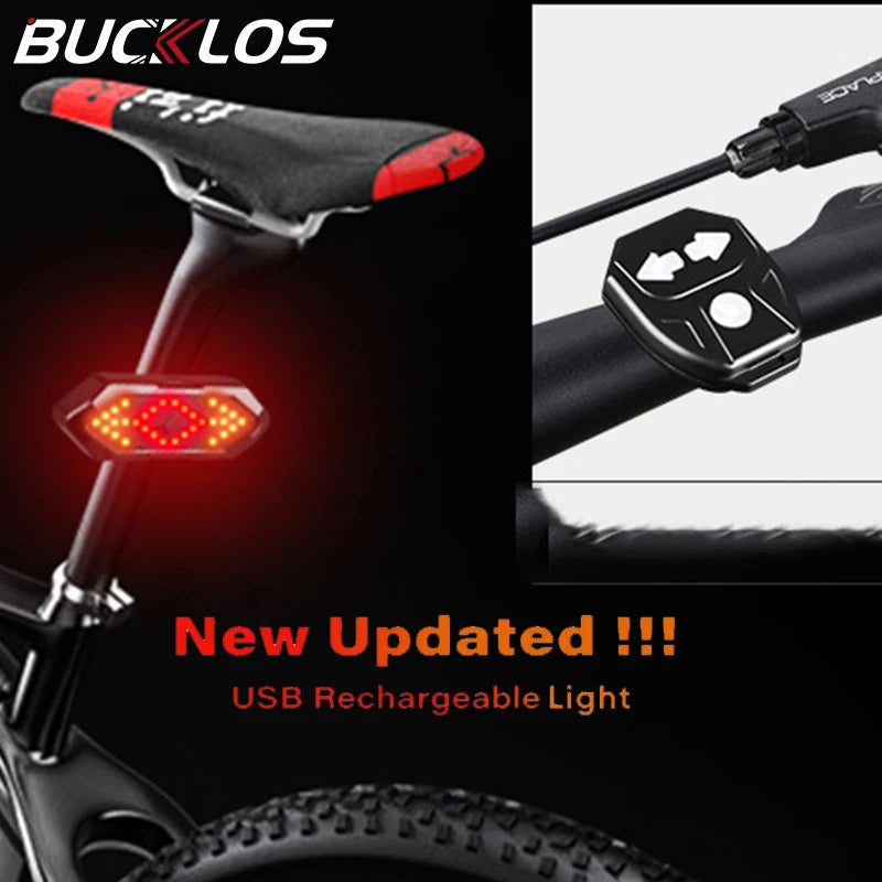 Bicycle Turn Signal Rear Light Remote USB Rechargeable Bright Taillight Fit on Any Bike Wireless Safety Lamp