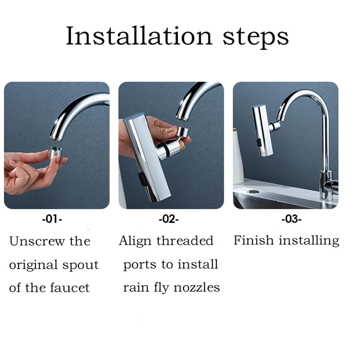 Kitchen Faucet Splash Protector Waterfall Water Outlet Universal Rotary Bubbler Booster Extension  Universal Joint