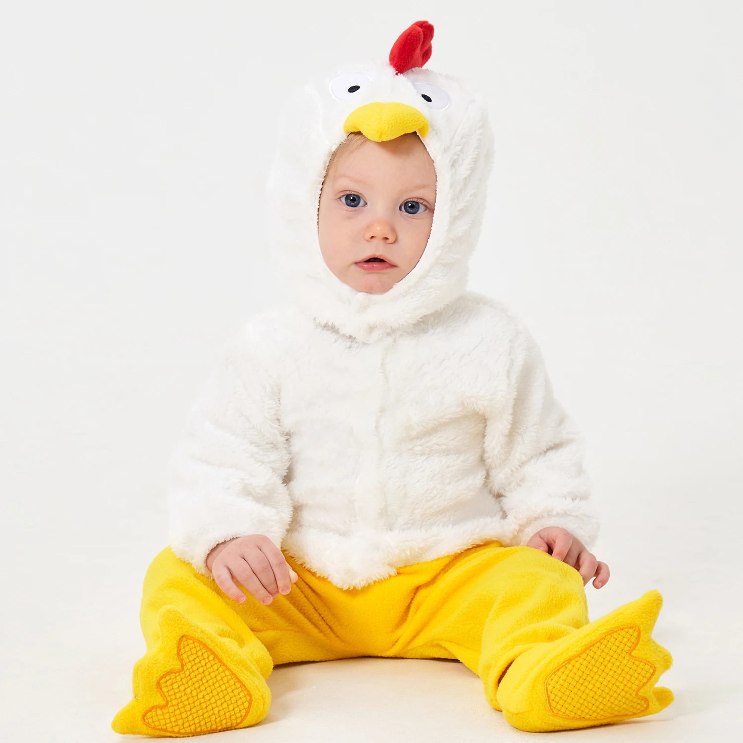 Baby Chicken Chick Costume for Boys Girls Infant Fleece Rompers Jumpsuit with Shoes Halloween Easter Fancy Dress 6M 12M 18M