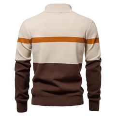 AIOPESON Brand High Quality Cotton Sweater for Men Zipper Mock Neck Pullovers Men Autumn Winter Striped Warm Mens Polo Sweater