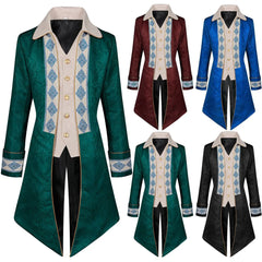 Men's Steampunk Velvet Tailcoat Medieval Embroidery Jacket Vintage Victorian Tuxedo