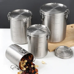 Stainless Steel Tanks Sealed Pasta Fruit Cereal Multigrain Tea Coffee Kitchen Food Storage Containers