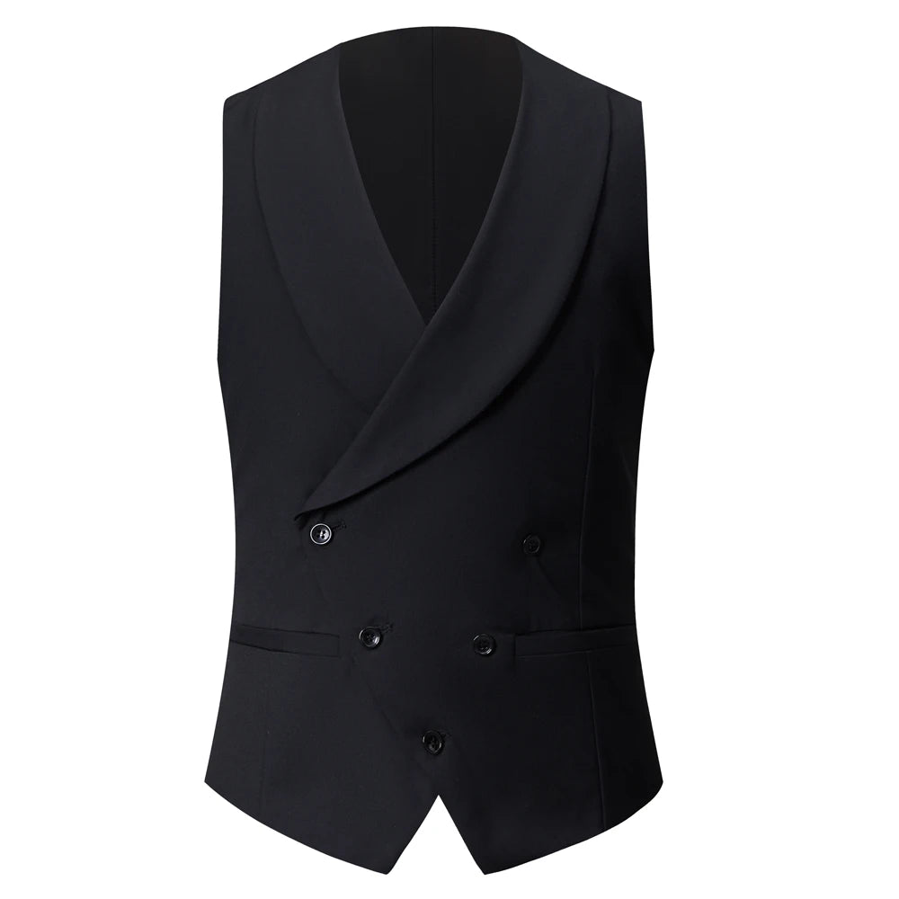 Fashion Casual High Quality Solid Color Single Breasted Slim Large Size Business Vest Waistcoat Men