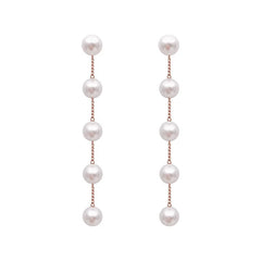 New Trend Simulation Pearl Long Earrings Women's Flower Rhinestone Wedding Pendant Earrings