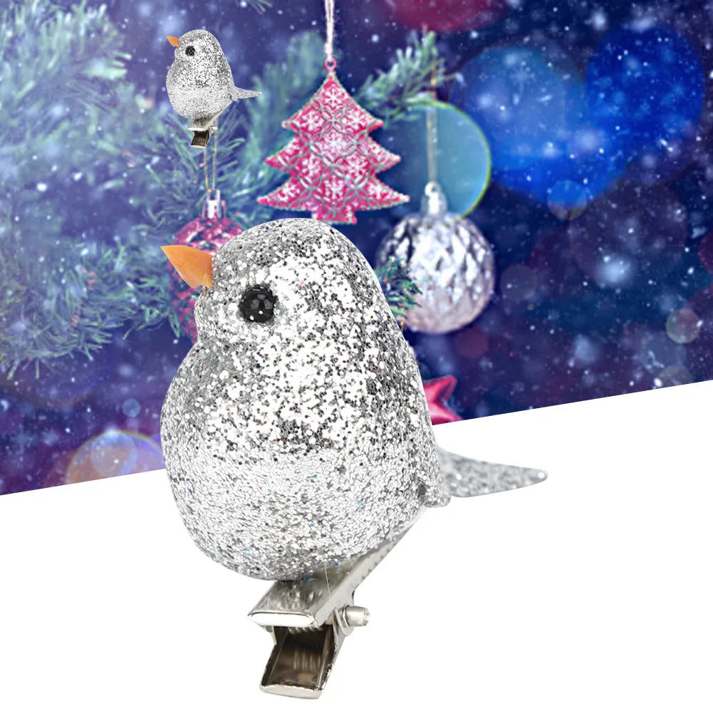 Silver Artificial Bird Simulation Decor Garden Home Decoration Prop