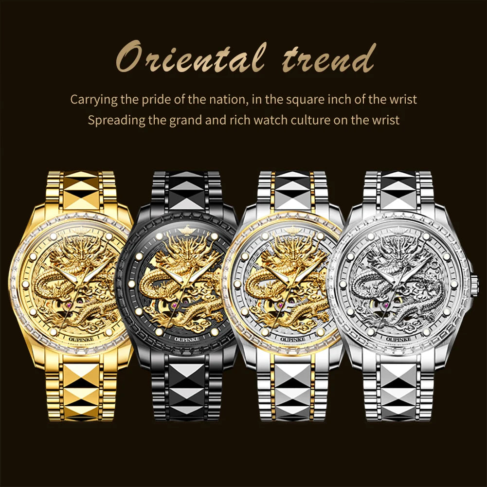 Genuine Original OUPINKE Golden Dragon Imported MIYOTA Movement Automatic Mechanical Watch