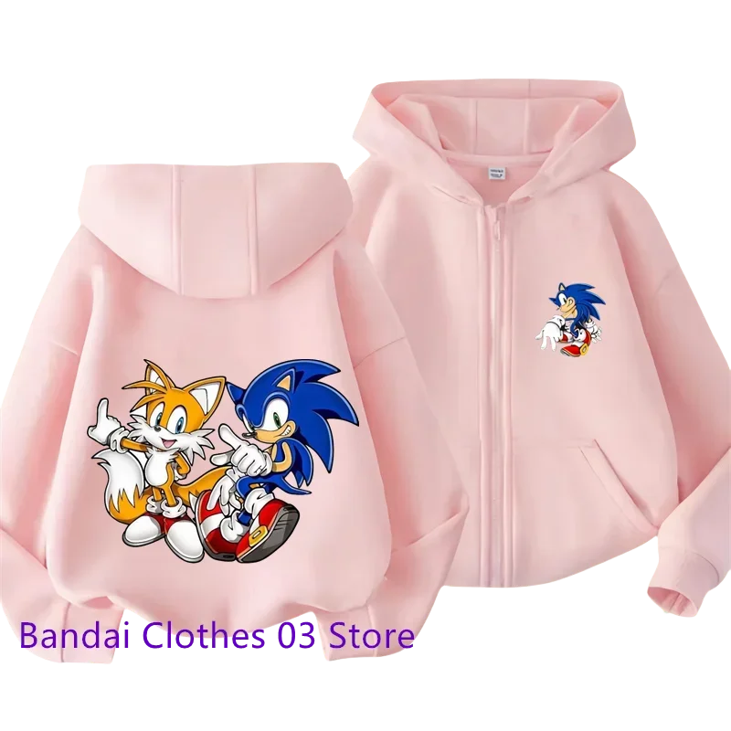 Hot Sonic Lightning Kids Zipper Hoodie Cartoon Print Autumn/Winter Long-sleeved Sweatshirt Casual Jacket Top 2-12 Y Boys Girls