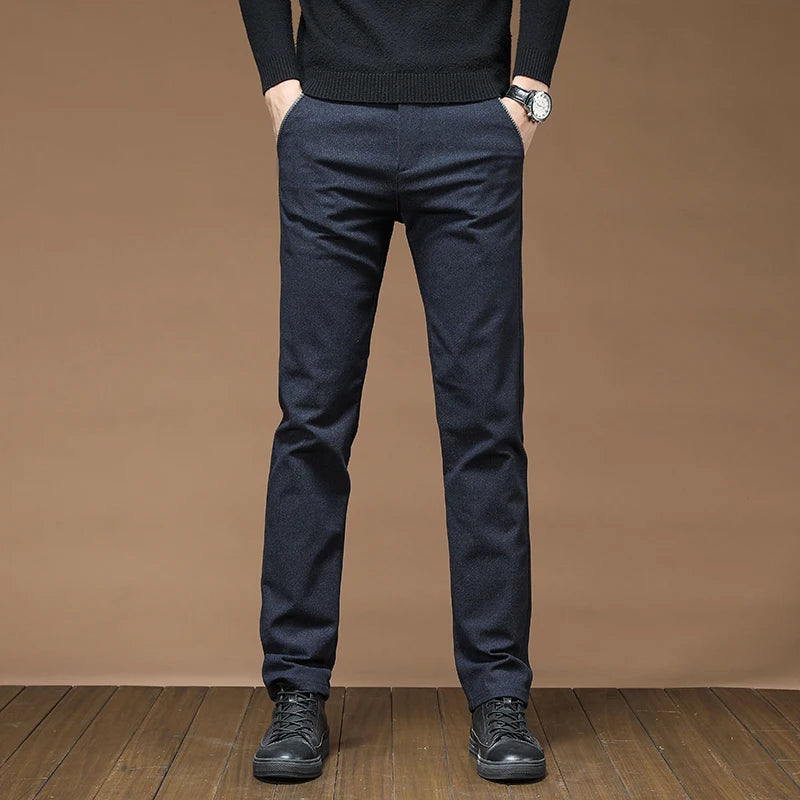 Men's Slim Business Casual Pants New Brushed Elastic Fabric
