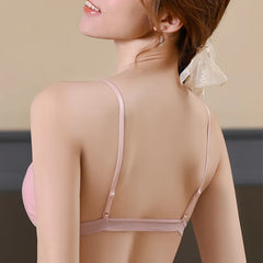 Women's Tube Top Pure Cotton Triangle Cup French Bra Front Buckle Strap Chest Pad Beautiful Back Female Bra