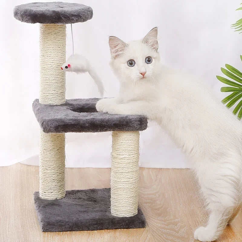 Cat Scratcher Climbing Frame Scratching Post Resistant Sisal Cat Tree with Toys