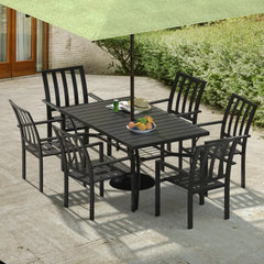 Garden Chair with Armrests to Support Garden Backyard, 325 lbs., 2 Piece Set, Standard, Black Stripes