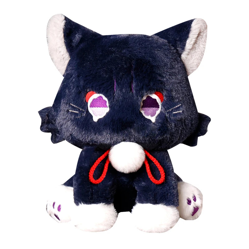 Game Genshin Black Cat Fluffy Impact Wanderer Pet Plush Toy Scaramouche Cat Cosplay Doll Soft Stuffed Pillow