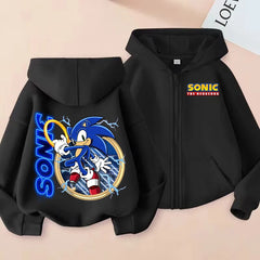 New Sonics Kids Zip-up Hoodies Boys Anime Hoodie Cartoon Characters Printed Coat Winter Warm Jacket Autumn Children Clothing