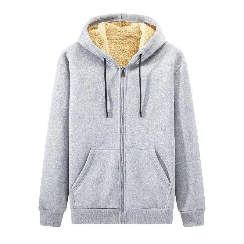 2024 New Winter Men's Hoodies Warm Fleece Sweatshirts Zipper Hoodie Men Sweatshirt Solid Color Man Hoody Sweatshirts For Male