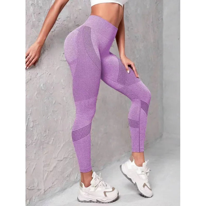 Breathable High-Waisted Yoga Solid Color Tummy Control Sportswear Comfortable Fitness Gym Tights Activewear