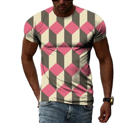 Trend Personalized Men's T-shirt 3D Geometric Three-dimensional Graphic Printing Short-sleeved Fashion Sports