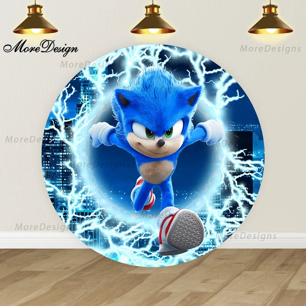 Sonic the Hedgehog Round Covers Backdrop Kids Birthday Party Decora Cartoon Game Characters