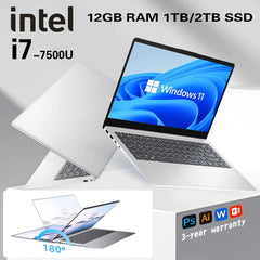 Portable Windows 11 i7-7500U Laptop 12GB RAM 1/2TB SSD Laptops Computer PC 14.1 Inch 1920*1080 Resolution Office Study Compute