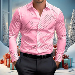 Classic line men's shirt, loose and comfortable long sleeved shirt, high-end business shirt, fashionable men's clothing