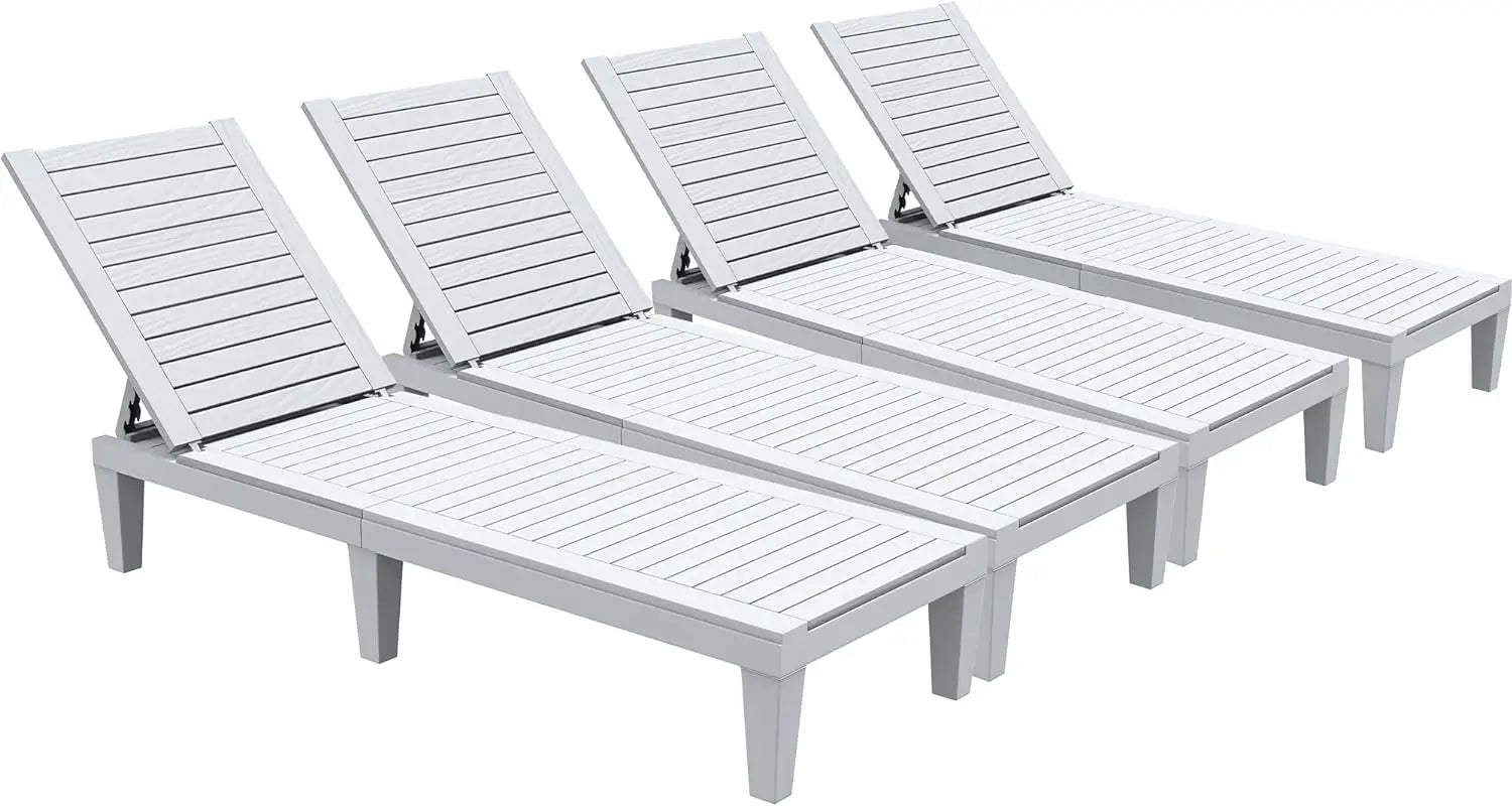 Outdoor Chaise Lounge Chairs Set of 1/2/4 with Adjustable Backrest, Sturdy Loungers for Patio&Poolside