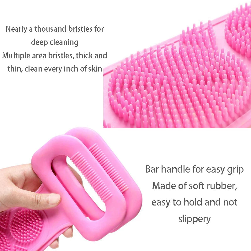 Body Scrubber Silicone Bath Brushes Shower Exfoliating Brush Belt Back Scrub Body Cleaner