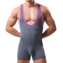 Men U Convex Pouch Bodysuit Tank Slim Jumpsuits Bodybuilding Tank