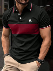 Men's Button Polo Simple Striped Casual Short Sleeved Men's Clothing