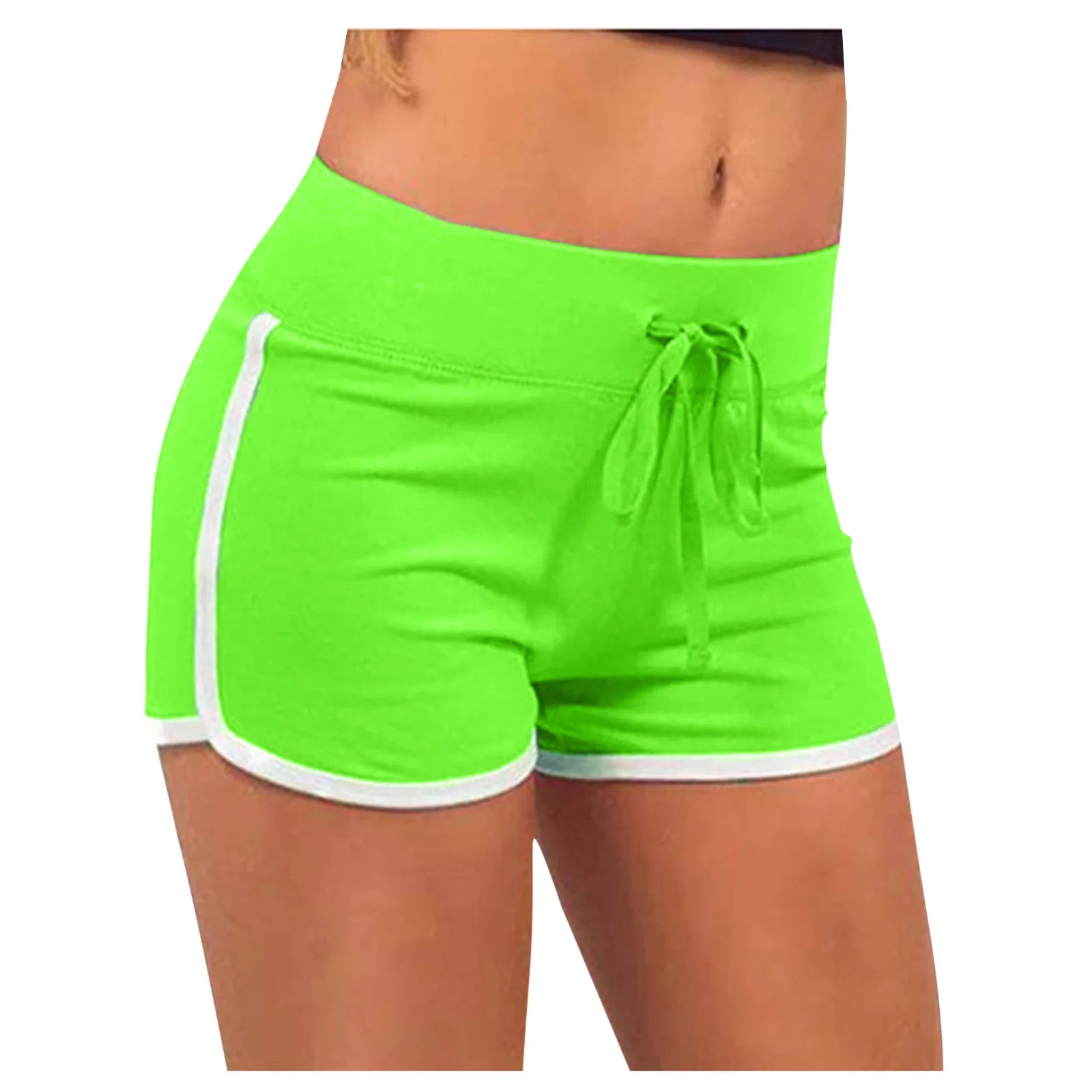 Women Cycling Sports Shorts Green Pink High Waist Fitness Stretch Cotton Short